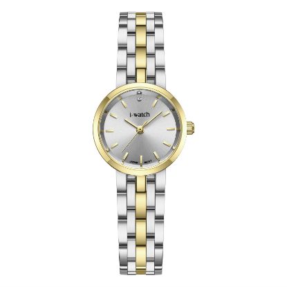 آی واچ کلاسیک فلزی قاب دورنگ صفحه سیلور بند دورنگ زنانه 190284