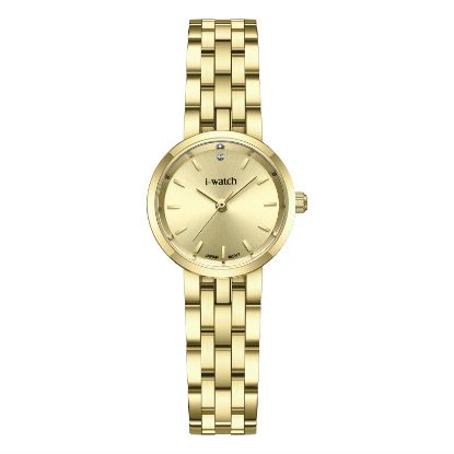 آی واچ کلاسیک فلزی قاب طلایی صفحه طلایی بند طلایی زنانه 190284