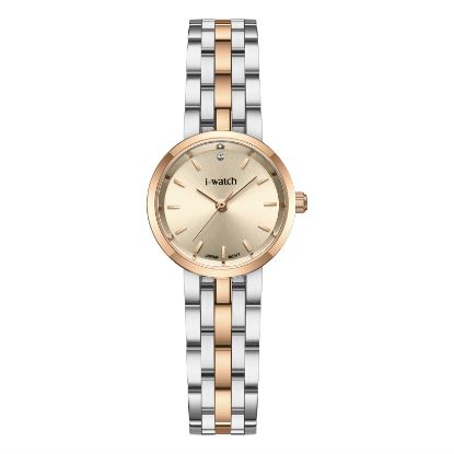 آی واچ کلاسیک فلزی قاب دورنگ رزگلد صفحه کرم بند دورنگ رزگلد زنانه 190284