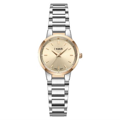 آی واچ کلاسیک فلزی قاب دورنگ رزگلد صفحه کرم بند دورنگ رزگلد زنانه 190285