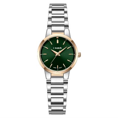 آی واچ کلاسیک فلزی قاب دورنگ رزگلد صفحه سبز بند دورنگ رزگلد زنانه 190285