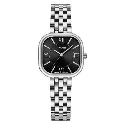 آی واچ کلاسیک فلزی قاب استیل صفحه مشکی بند استیل زنانه 190287
