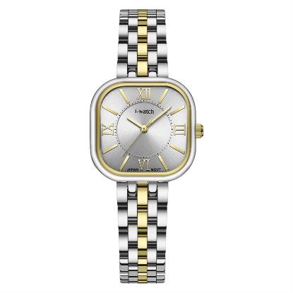 آی واچ کلاسیک فلزی قاب دورنگ صفحه سیلور بند دورنگ زنانه 190287