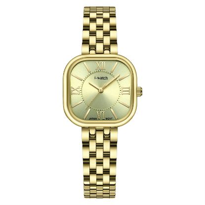 آی واچ کلاسیک فلزی قاب طلایی صفحه طلایی بند طلایی زنانه 190287