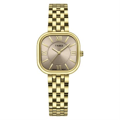 آی واچ کلاسیک فلزی قاب طلایی صفحه کرم بند طلایی زنانه 190287