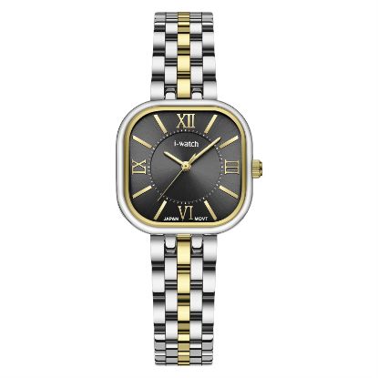 آی واچ کلاسیک فلزی قاب دورنگ صفحه دودی بند دورنگ زنانه 190287