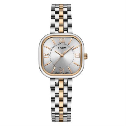 آی واچ کلاسیک فلزی قاب دورنگ رزگلد صفحه سیلور بند دورنگ رزگلد زنانه 190287