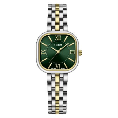 آی واچ کلاسیک فلزی قاب دورنگ صفحه سبز بند دورنگ زنانه 190287