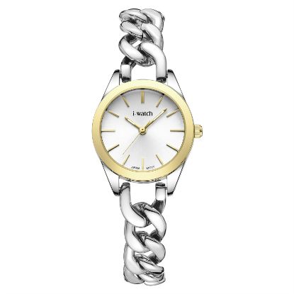 آی واچ کلاسیک فلزی قاب دورنگ صفحه سیلور بند دورنگ زنانه 190289