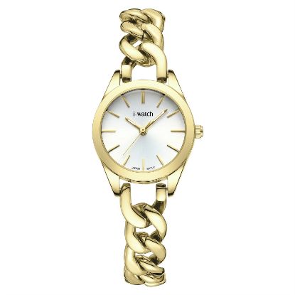 آی واچ کلاسیک فلزی قاب طلایی صفحه سیلور بند طلایی زنانه 190289