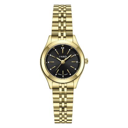 آی واچ کلاسیک فلزی قاب طلایی صفحه مشکی بند طلایی زنانه 190292
