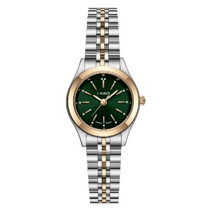 آی واچ کلاسیک فلزی قاب دورنگ رزگلد صفحه سبز بند دورنگ رزگلد زنانه 190292