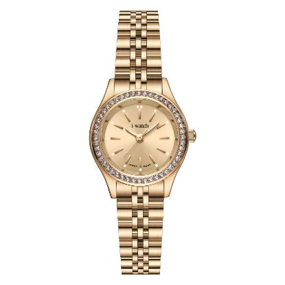 آی واچ کلاسیک فلزی قاب رزگلد صفحه رزگلد نگین دار بند رزگلد زنانه 190292