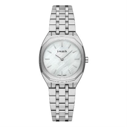 آی واچ کلاسیک فلزی قاب استیل صفحه صدفی بند استیل زنانه 190296