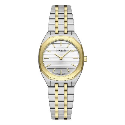 آی واچ کلاسیک فلزی قاب دورنگ صفحه سیلور بند دورنگ زنانه 190296