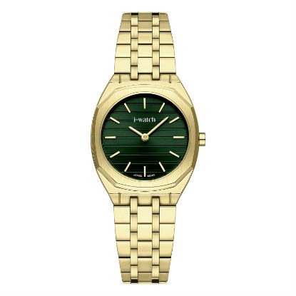 آی واچ کلاسیک فلزی قاب طلایی صفحه سبز بند طلایی زنانه 190296
