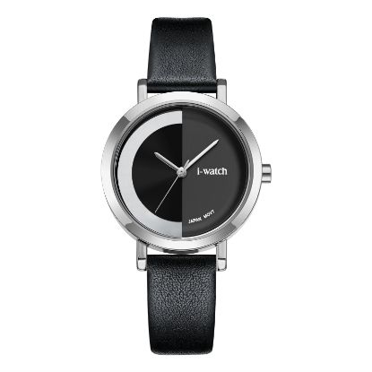 آی واچ کلاسیک چرمی قاب استیل صفحه دودی بند مشکی زنانه 190297