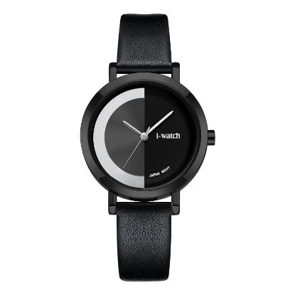 آی واچ کلاسیک چرمی قاب مشکی صفحه دودی بند مشکی زنانه 190297