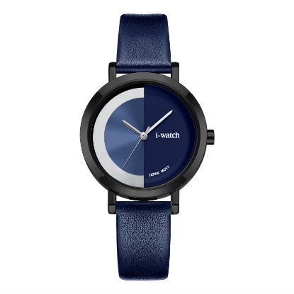 آی واچ کلاسیک چرمی قاب دودی صفحه سرمه ای بند سرمه ای زنانه 190297