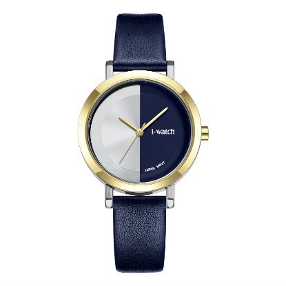 آی واچ کلاسیک چرمی قاب دورنگ صفحه سرمه ای بند سرمه ای زنانه 190297