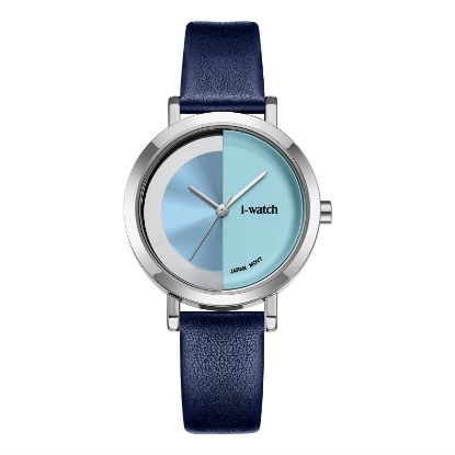 آی واچ کلاسیک چرمی قاب استیل صفحه تیفانی بند سرمه ای زنانه 190297