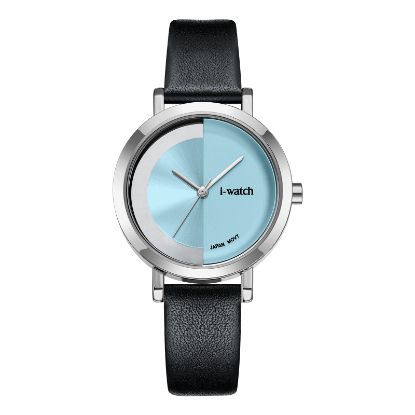 آی واچ کلاسیک چرمی قاب استیل صفحه آبی بند مشکی زنانه 190297