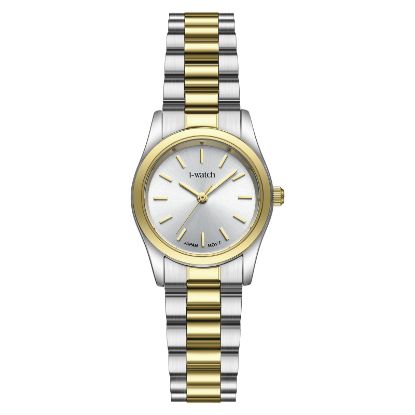 آی واچ کلاسیک فلزی قاب دورنگ صفحه سیلور بند دورنگ زنانه 190300