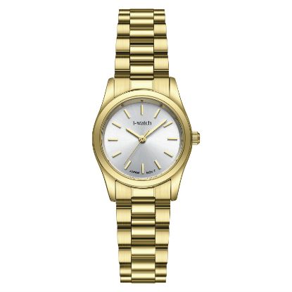 آی واچ کلاسیک فلزی قاب طلایی صفحه سیلور بند طلایی زنانه 190300