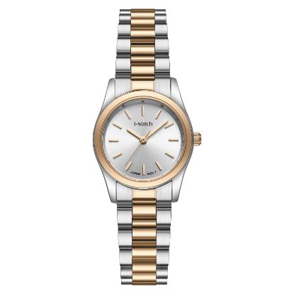 آی واچ کلاسیک فلزی قاب دورنگ رزگلد صفحه سیلور بند دورنگ رزگلد زنانه 190300