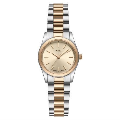 آی واچ کلاسیک فلزی قاب دورنگ رزگلد صفحه کرم بند دورنگ رزگلد زنانه 190300