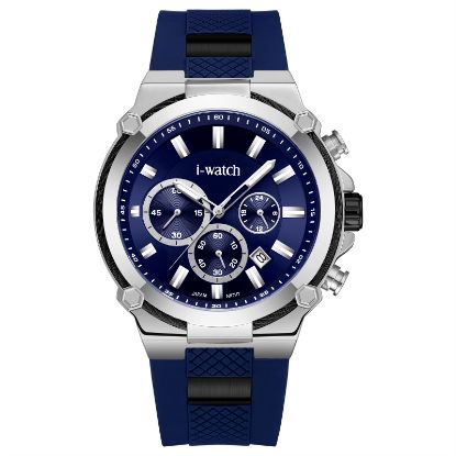 آی واچ کرونوگراف رابر قاب دودی صفحه سرمه ای بند سرمه ای مردانه 190312