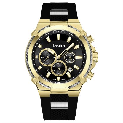 آی واچ کرونوگراف رابر قاب دورنگ مشکی صفحه مشکی بند مشکی مردانه 190312