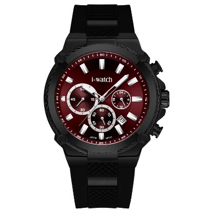 آی واچ کرونوگراف رابر قاب مشکی صفحه قرمز بند مشکی مردانه 190312