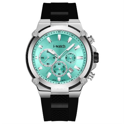 آی واچ کرونوگراف رابر قاب دودی صفحه تیفانی بند مشکی مردانه 190312