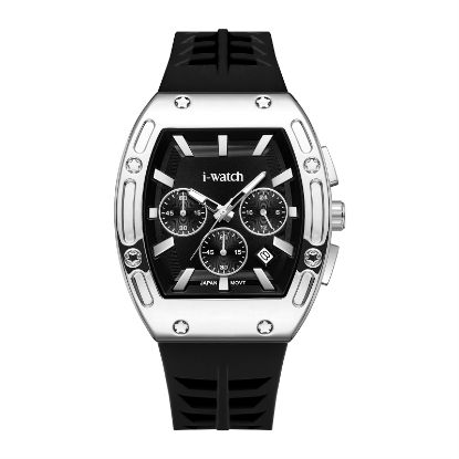 آی واچ کرونوگراف رابر قاب استیل صفحه مشکی بند مشکی مردانه 190314