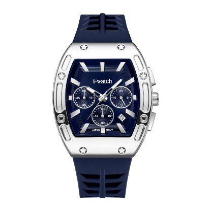 آی واچ کرونوگراف رابر قاب استیل صفحه سرمه ای بند سرمه ای مردانه 190314