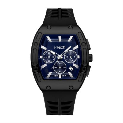 آی واچ کرونوگراف رابر قاب مشکی صفحه سرمه ای بند مشکی مردانه 190314