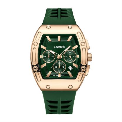 آی واچ کرونوگراف رابر قاب رزگلد صفحه سبز بند سبز مردانه 190314