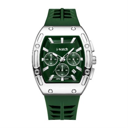 آی واچ کرونوگراف رابر قاب استیل صفحه سبز بند سبز مردانه 190314