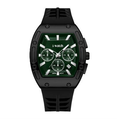 آی واچ کرونوگراف رابر قاب مشکی صفحه سبز بند مشکی مردانه 190314
