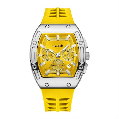 آی واچ کرونوگراف رابر قاب استیل صفحه زرد بند زرد مردانه 190314