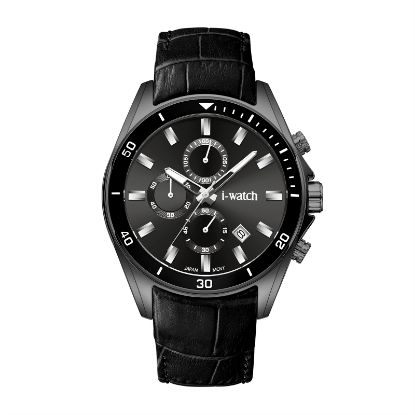 آی واچ کرونوگراف چرمی قاب دودی صفحه دودی بند مشکی مردانه 190318
