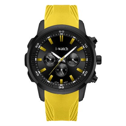 آی واچ کلاسیک رابر مشکی صفحه مشکی بند زرد مردانه 190327
