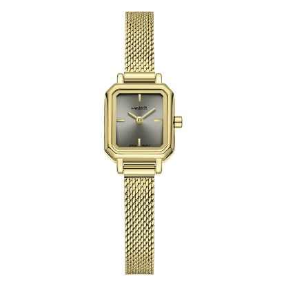 آی واچ کلاسیک فلزی قاب طلایی صفحه طوسی بند طلایی زنانه 190337