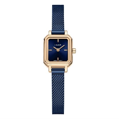 آی واچ کلاسیک فلزی قاب رزگلد صفحه سرمه ای بند سرمه ای زنانه 190337