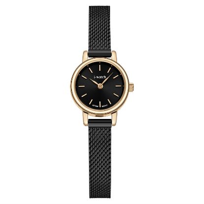 آی واچ کلاسیک فلزی قاب رزگلد صفحه مشکی بند مشکی زنانه 190338