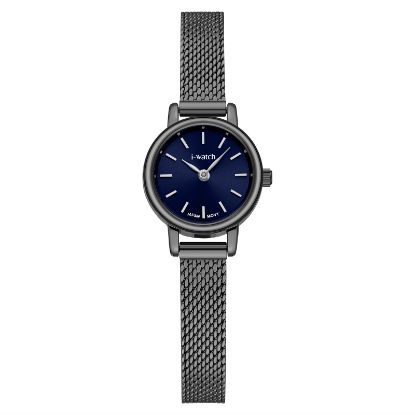 آی واچ کلاسیک فلزی قاب دودی صفحه سرمه ای بند دودی زنانه 190338