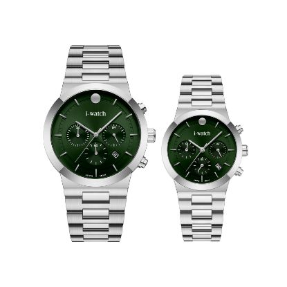 آی واچ کرونوگراف فلزی قاب استیل صفحه سبز بند استیل ست 190321