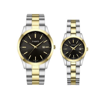 آی واچ کلاسیک فلزی قاب دورنگ صفحه مشکی بند دورنگ ست 190335