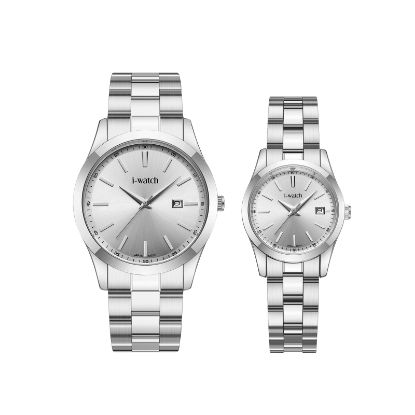 آی واچ کلاسیک فلزی قاب استیل صفحه سیلور بند استیل ست 190335